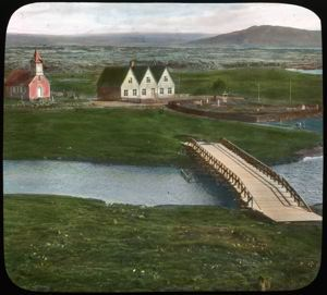 Image: Church House and Bridge in Iceland, Thingvalla